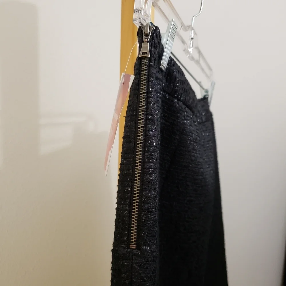 Tahari skater mini skirt metallic side zip pleat - Picture 7 of 7